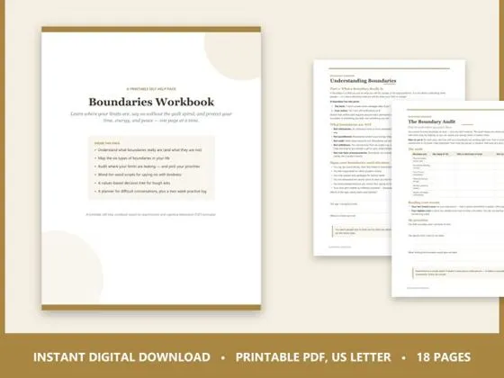 Boundaries Workbook — printable PDF cover preview