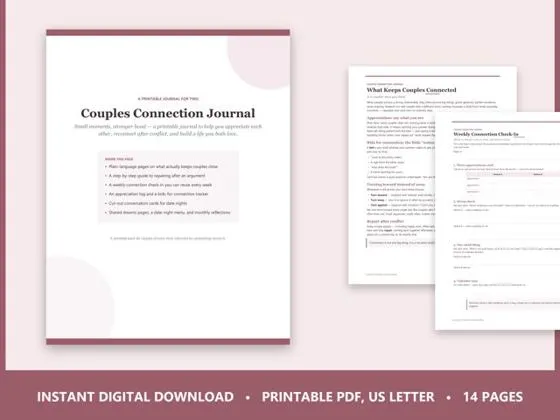 Couples Connection Journal — printable PDF cover preview