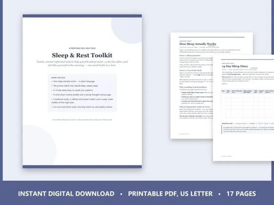 Sleep and Rest Toolkit — printable PDF cover preview
